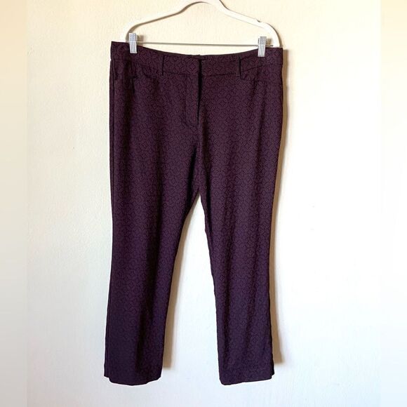 Mario Serrani Black Purple Pants Srtaight Leg Mid Rise Stretch Size 14 - Picture 5 of 10